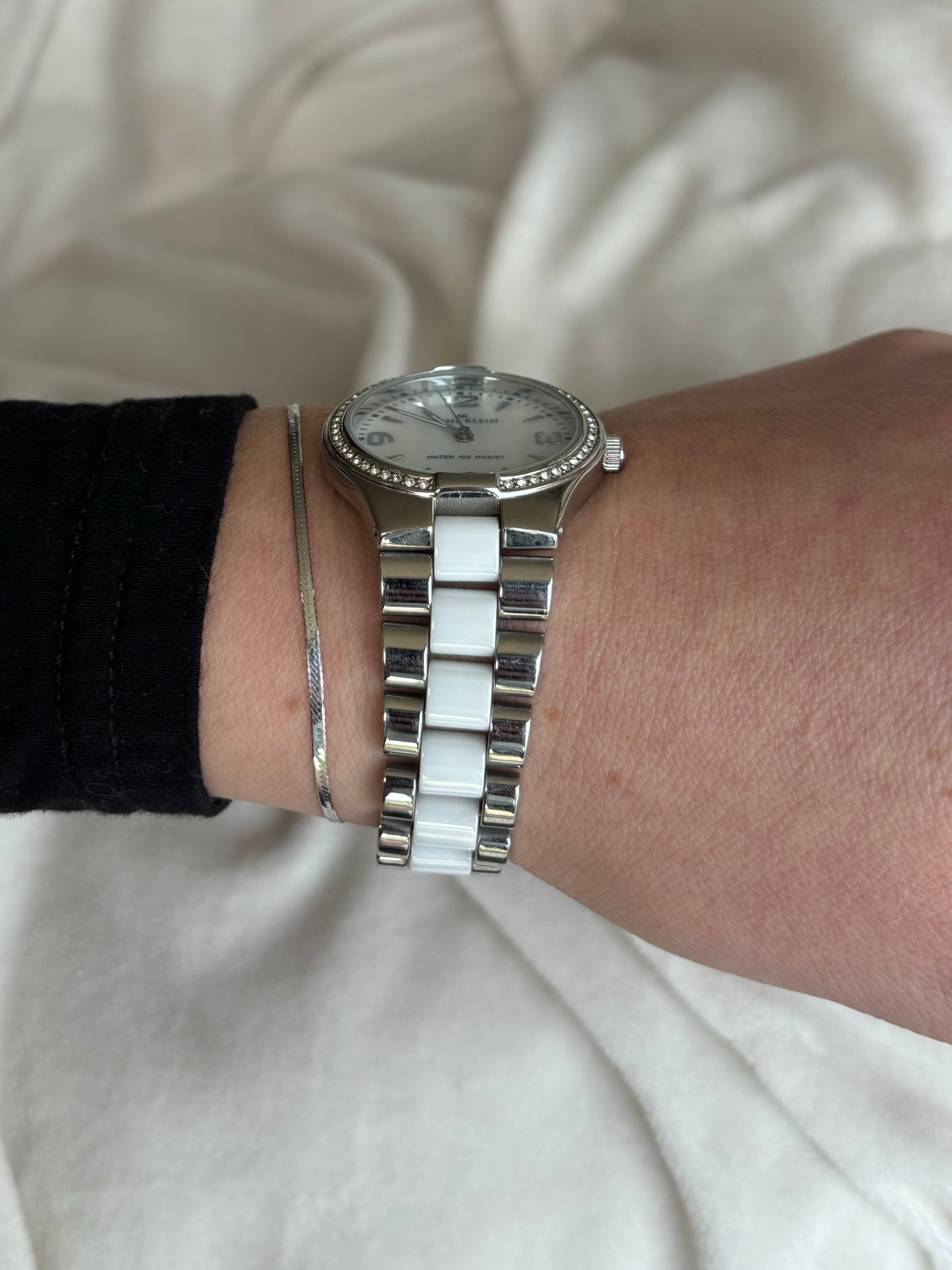 vintage anne klein pearl watch - working