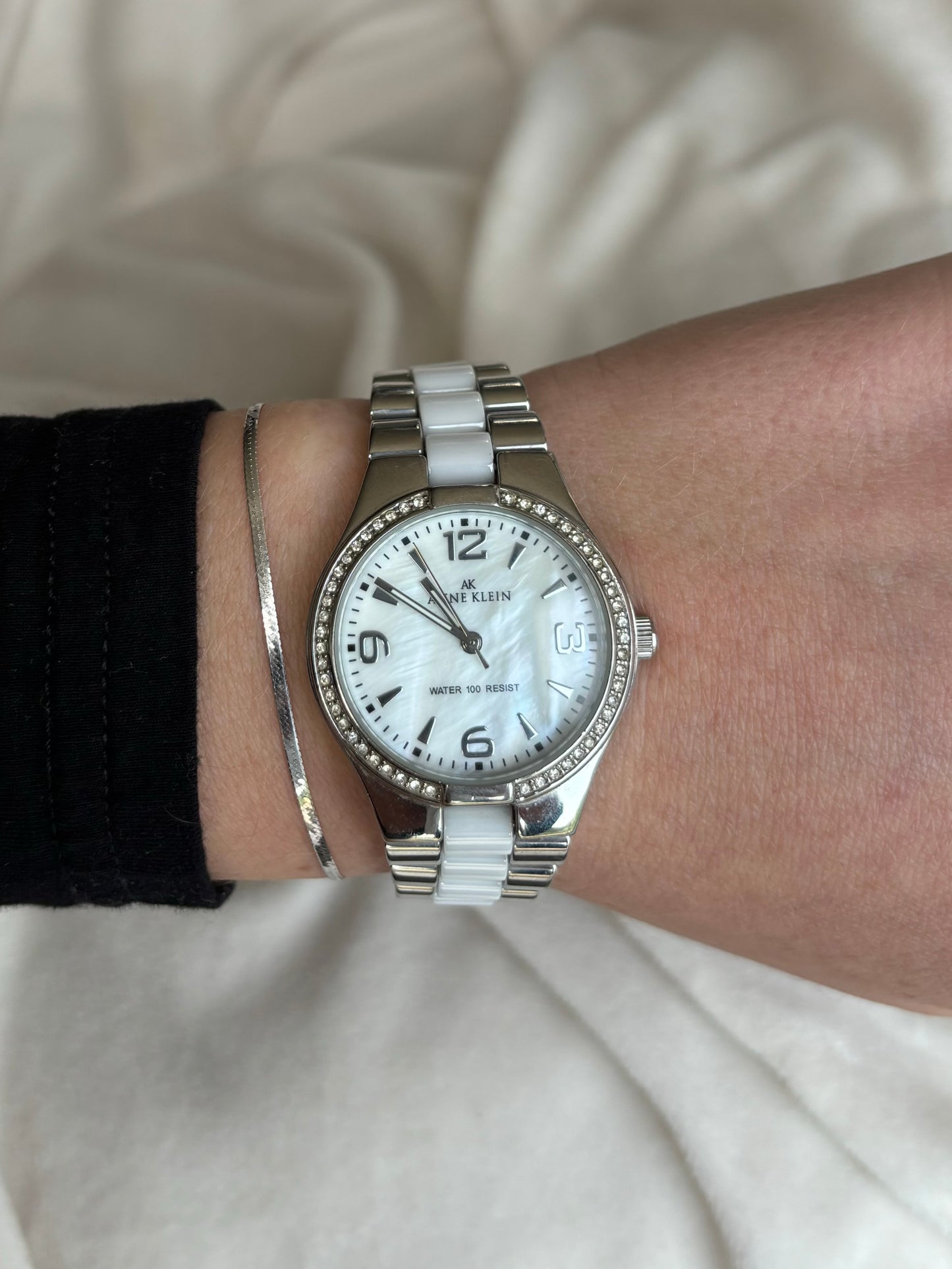 vintage anne klein pearl watch - working