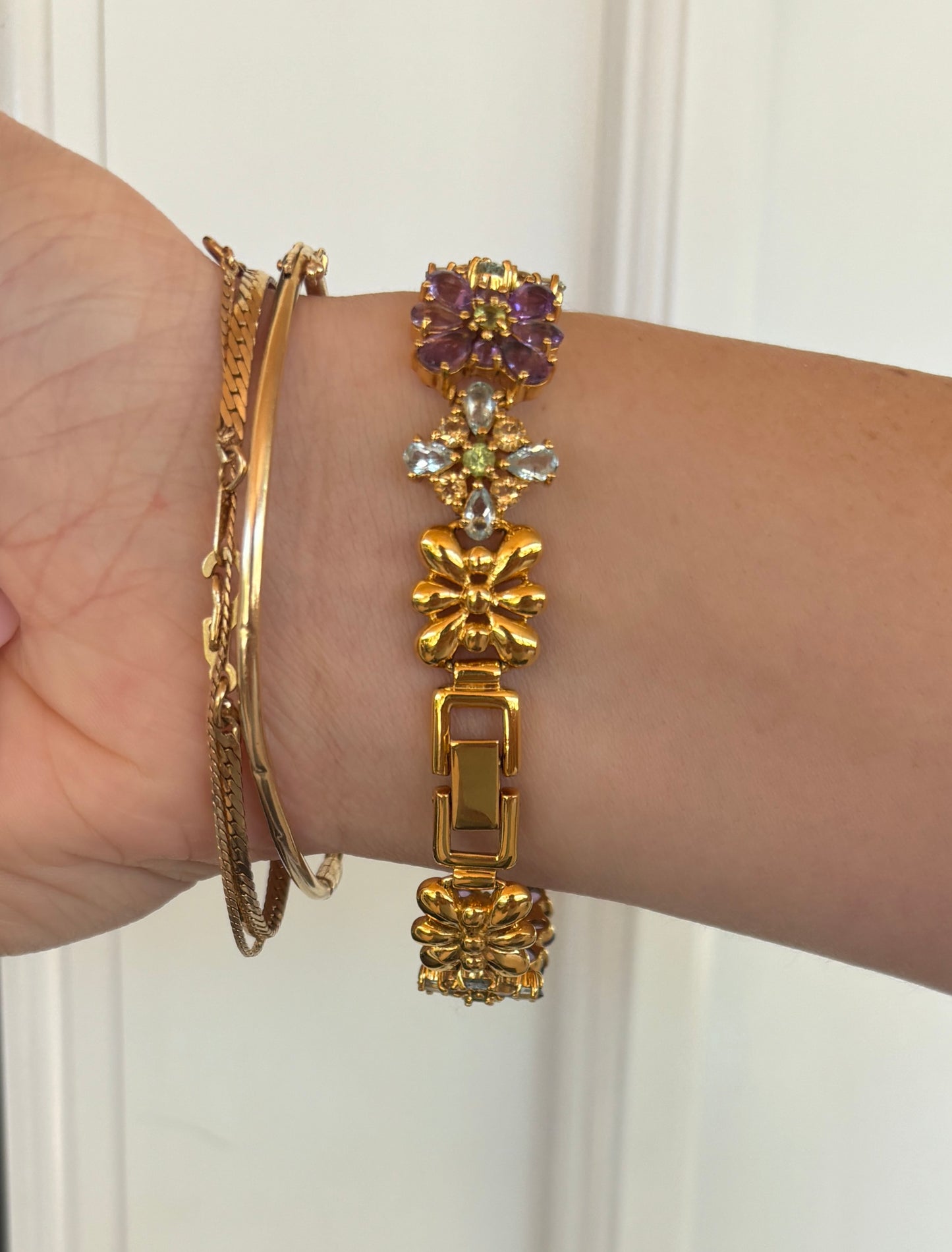 dainty genuine gemstone watch - working