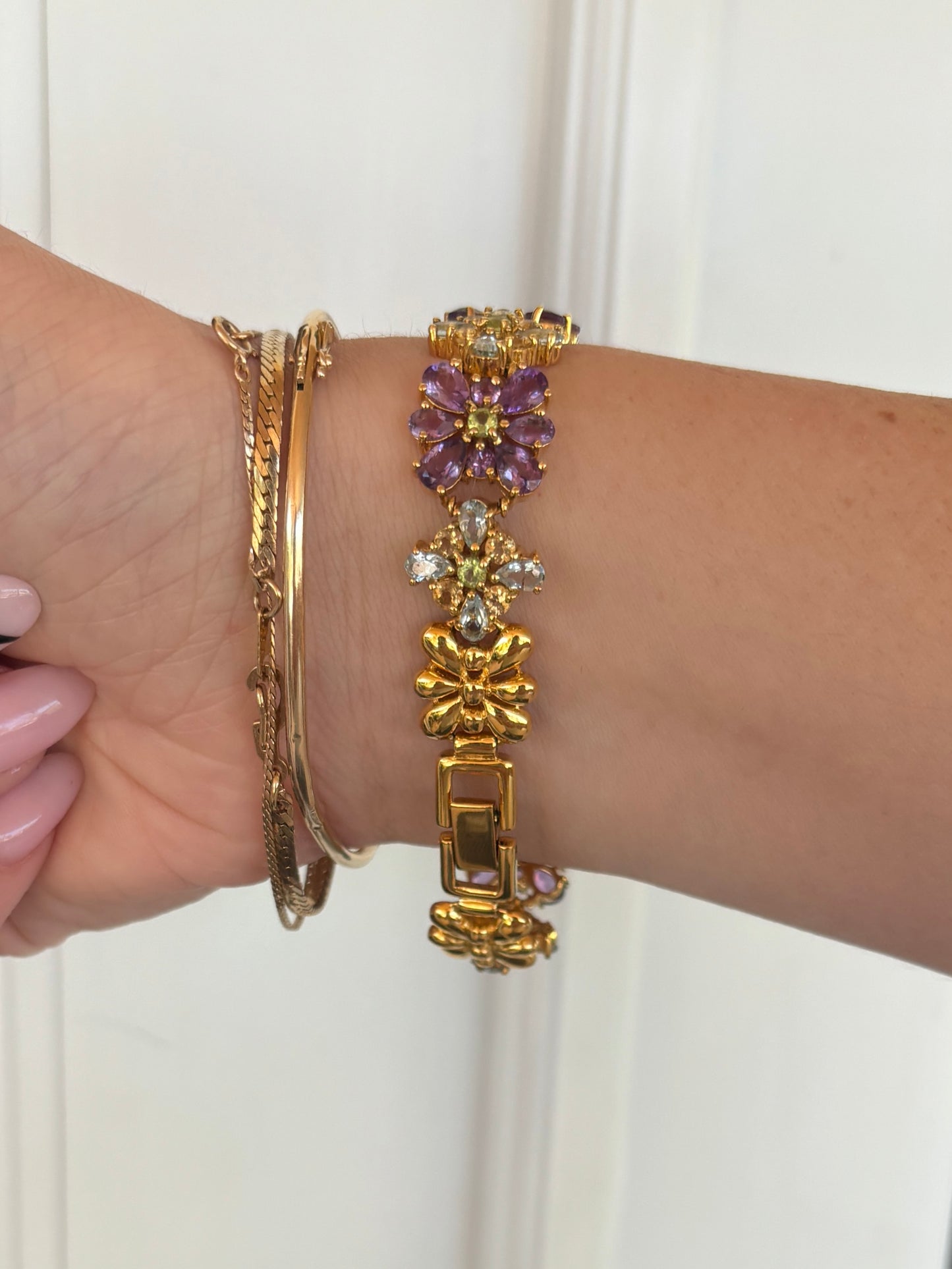 dainty genuine gemstone watch - working