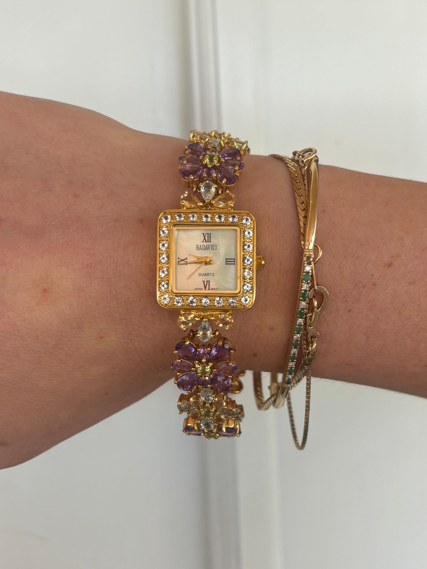 dainty genuine gemstone watch - working