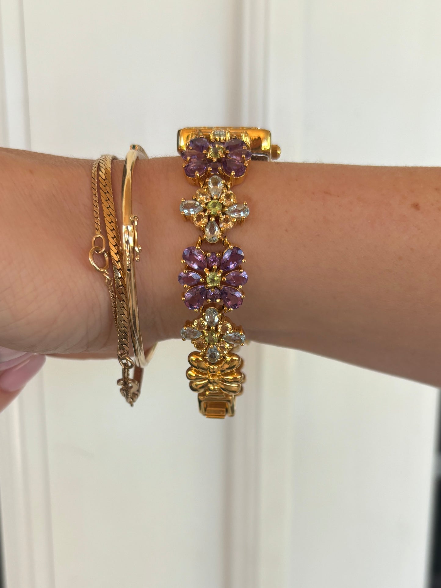 dainty genuine gemstone watch - working
