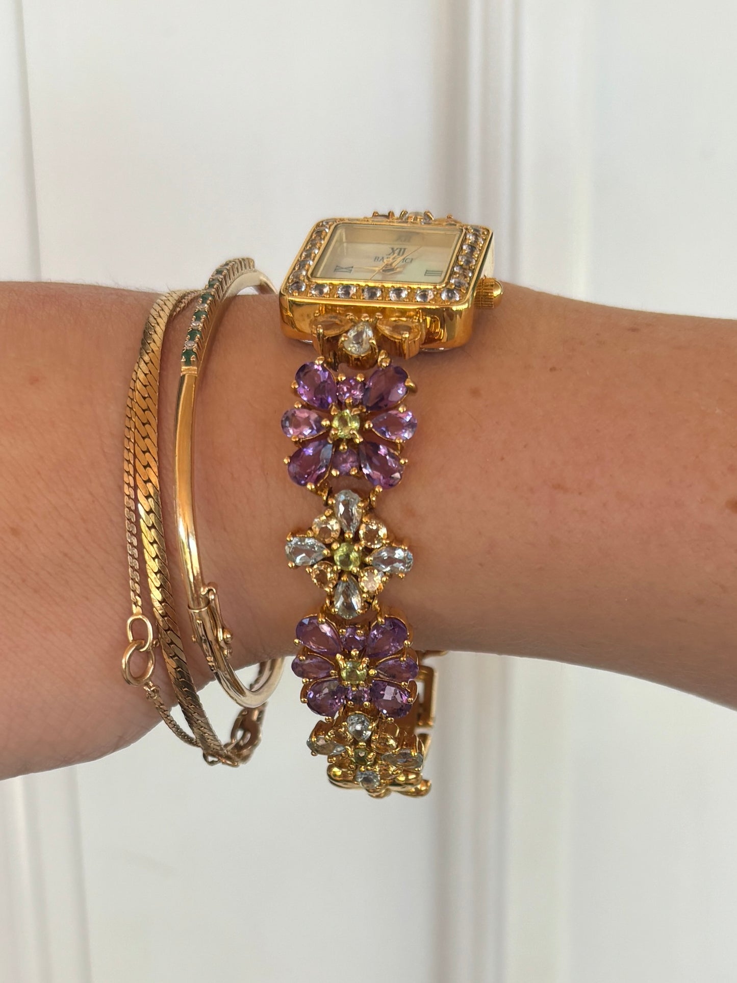 dainty genuine gemstone watch - working