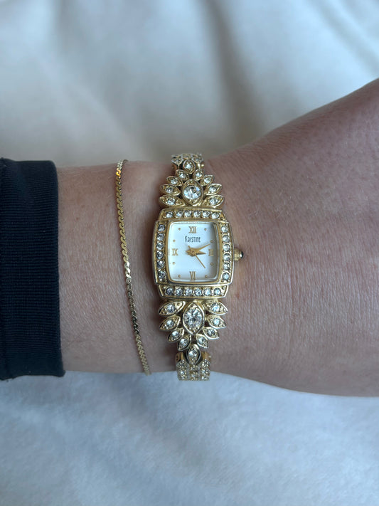 vintage ornate diamanté watch - working