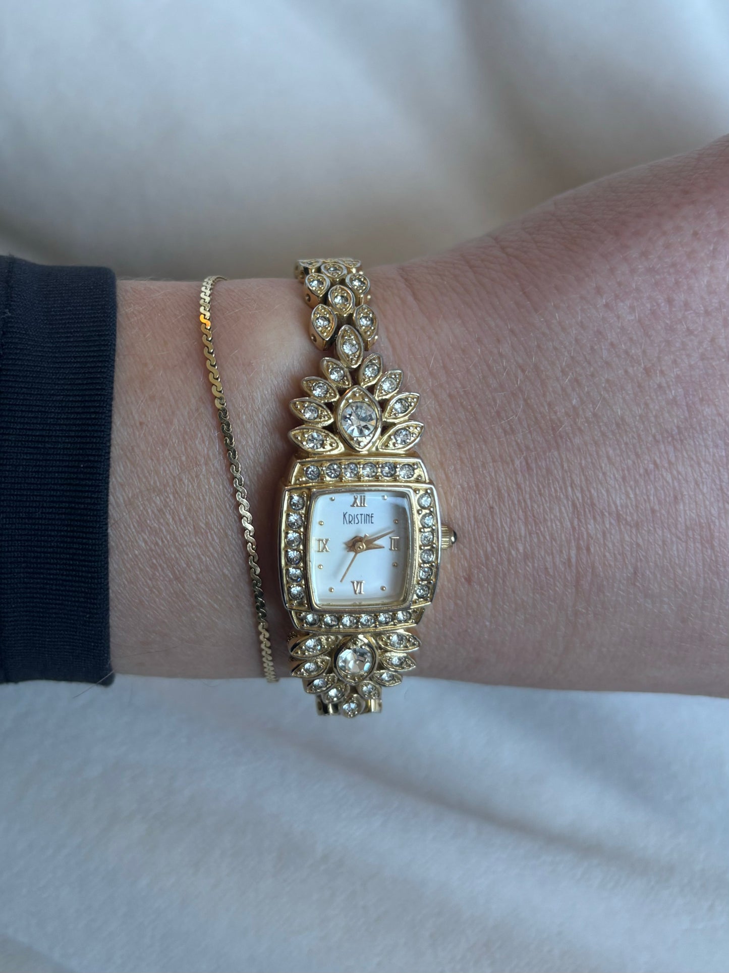 vintage ornate diamanté watch - working
