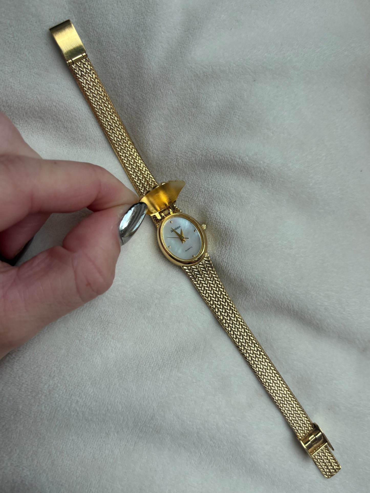 Rare Shell & Pearl Hidden Dial Watch - Working