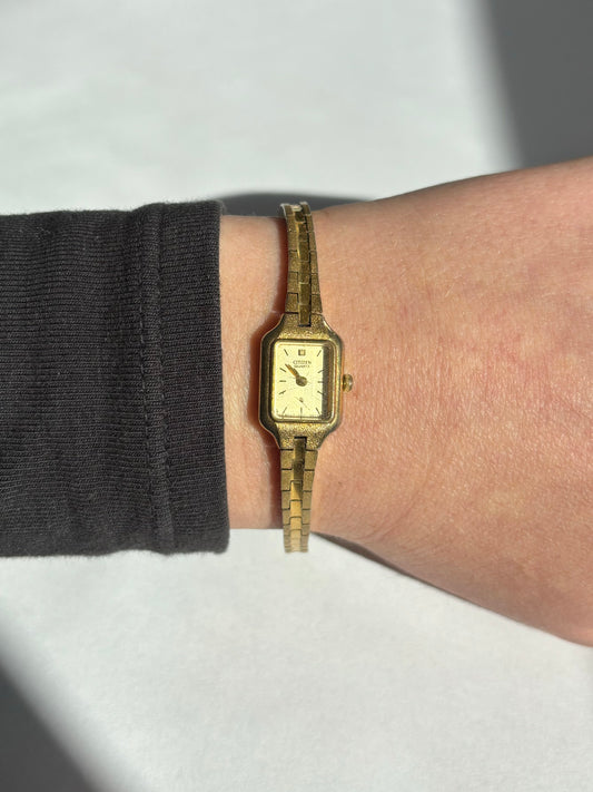 extremely rare and dainty gold vintage citizen watch