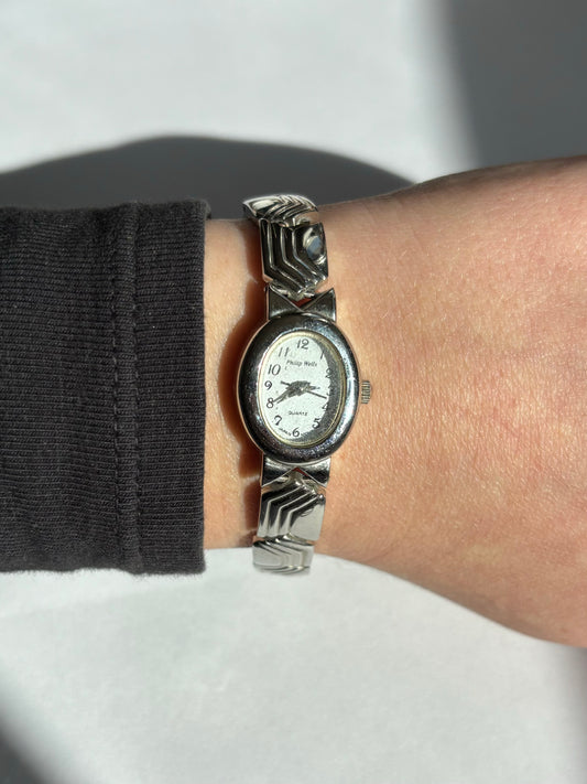 vintage silver detailed dainty watch