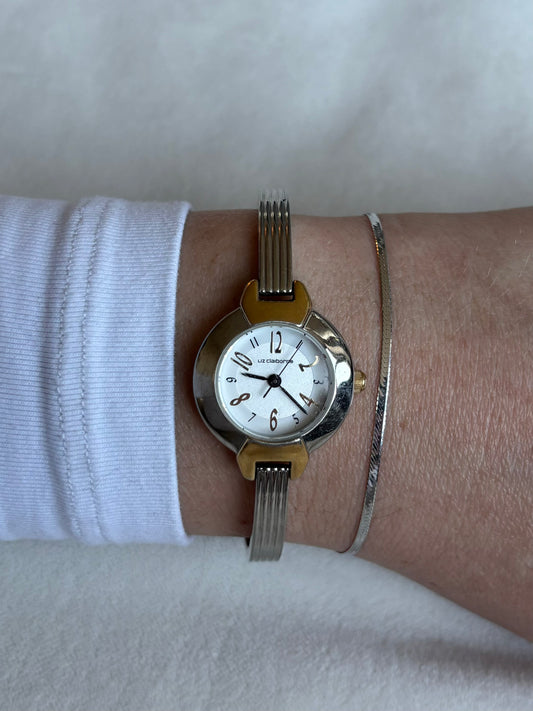 dainty vintage two-toned circle watch - working