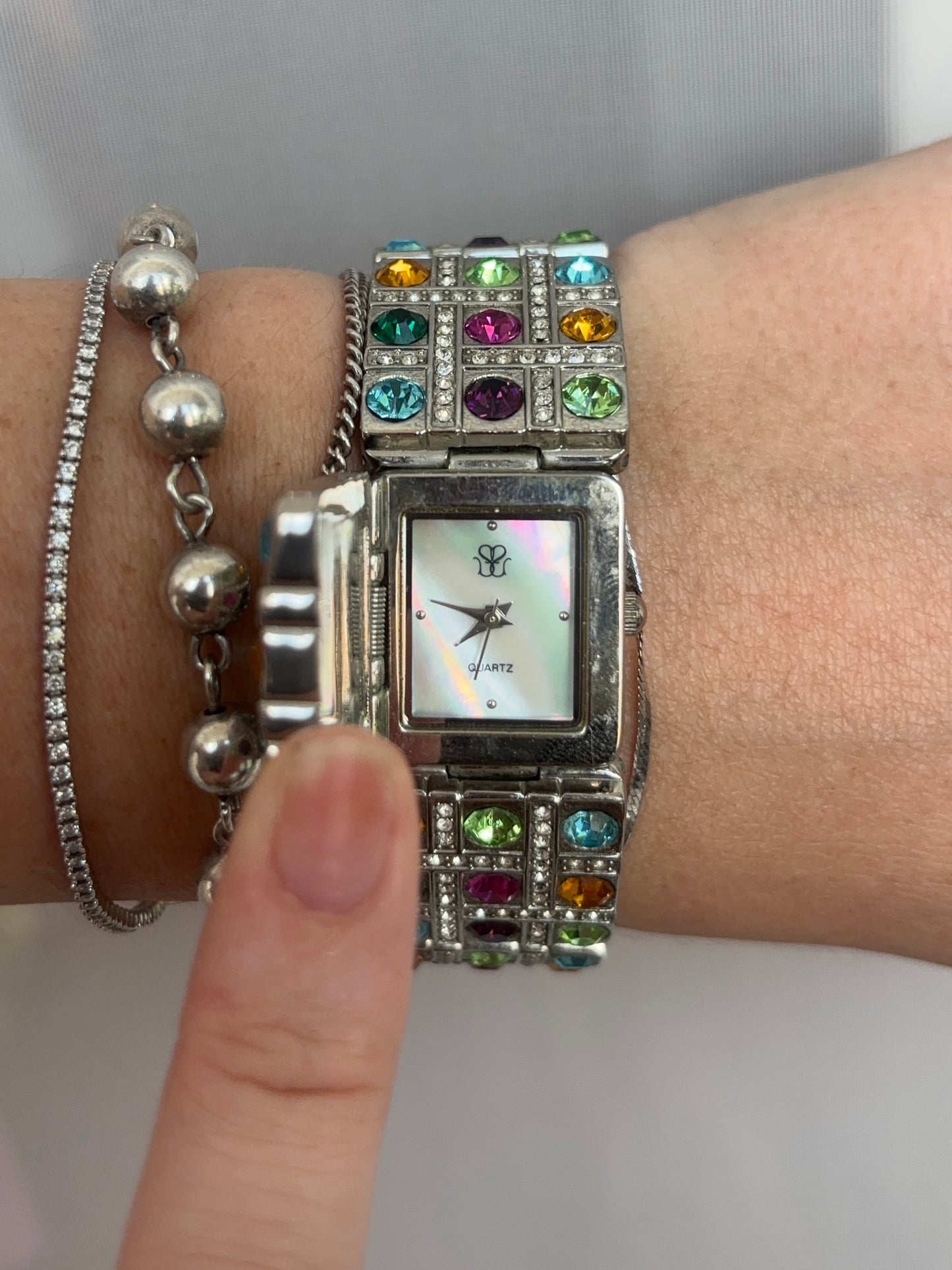 Rare Gem & Pearl Hidden Dial Watch by Suzanne Somers