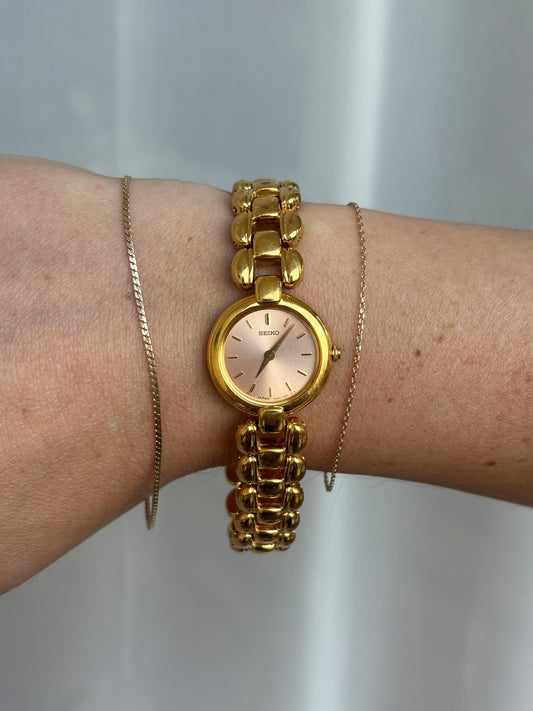 Rare 90s Gold-Plated Pink Dial Seiko - Working