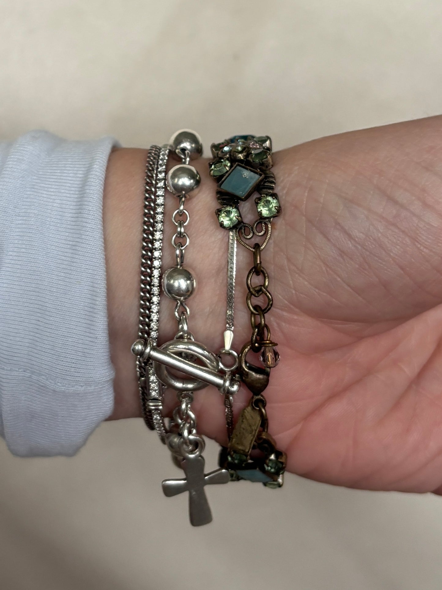 Vintage Floral Brass Gem Watch - Working