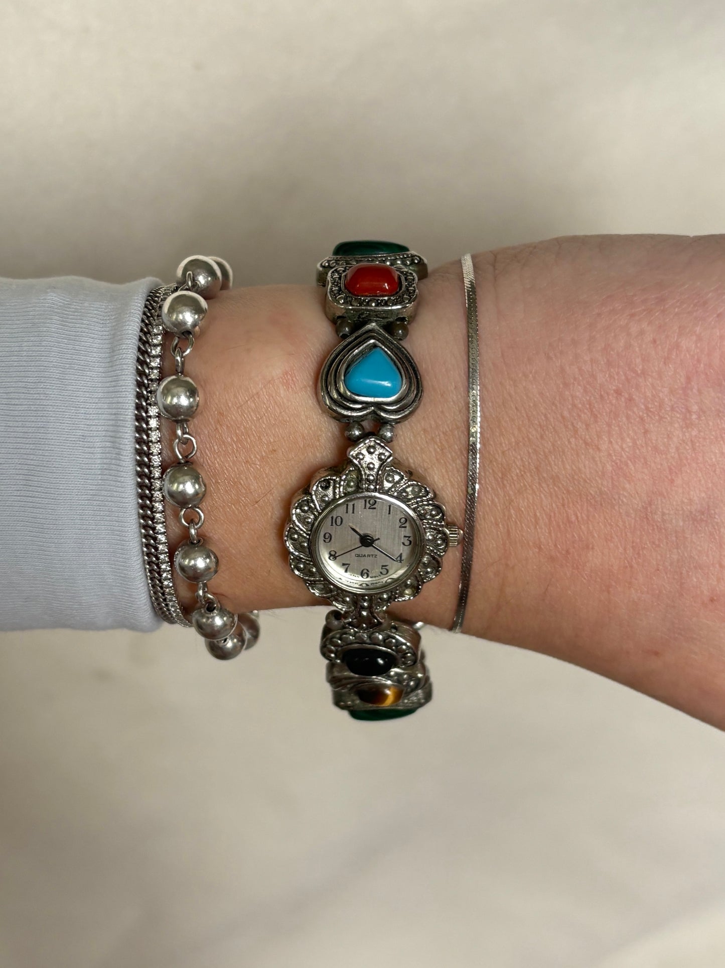 Vintage Scarab-Style Heart Watch - Working