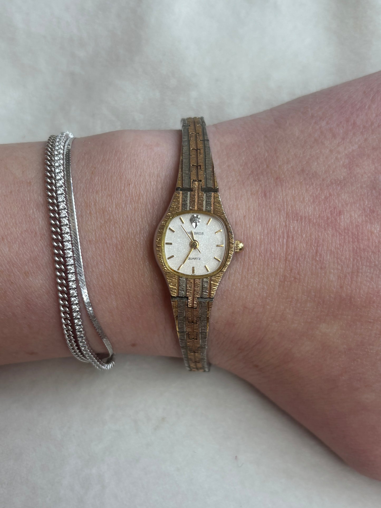 Rare Tri-Tone Dainty Helbros Watch - Working