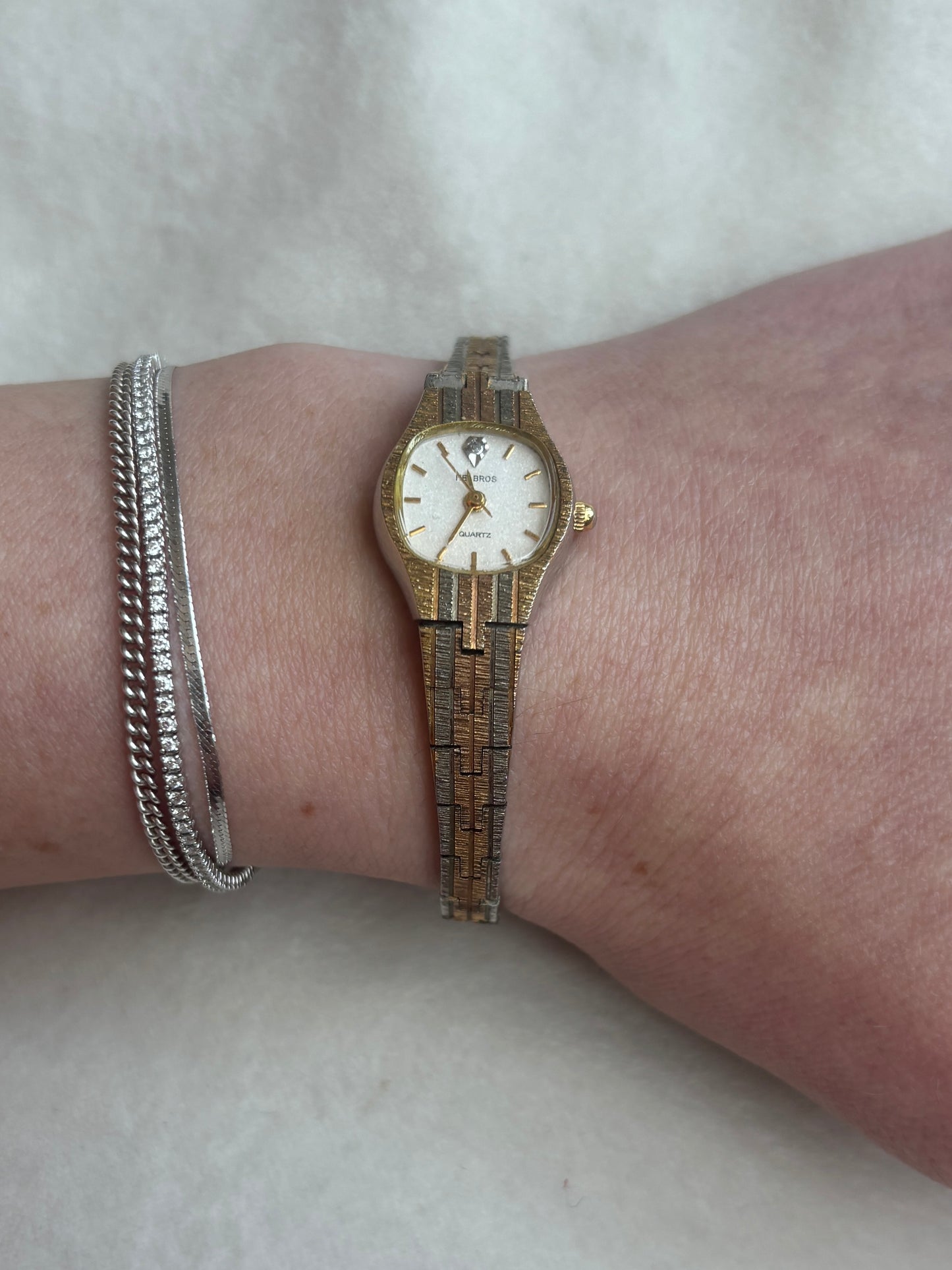 Rare Tri-Tone Dainty Helbros Watch - Working