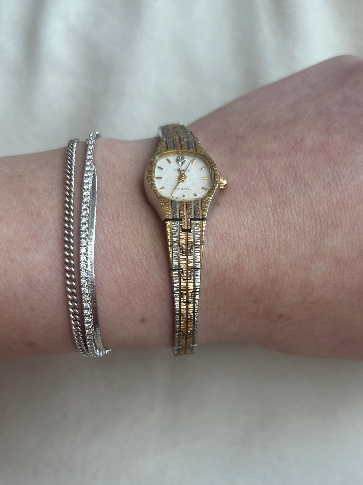 Rare Tri-Tone Dainty Helbros Watch - Working