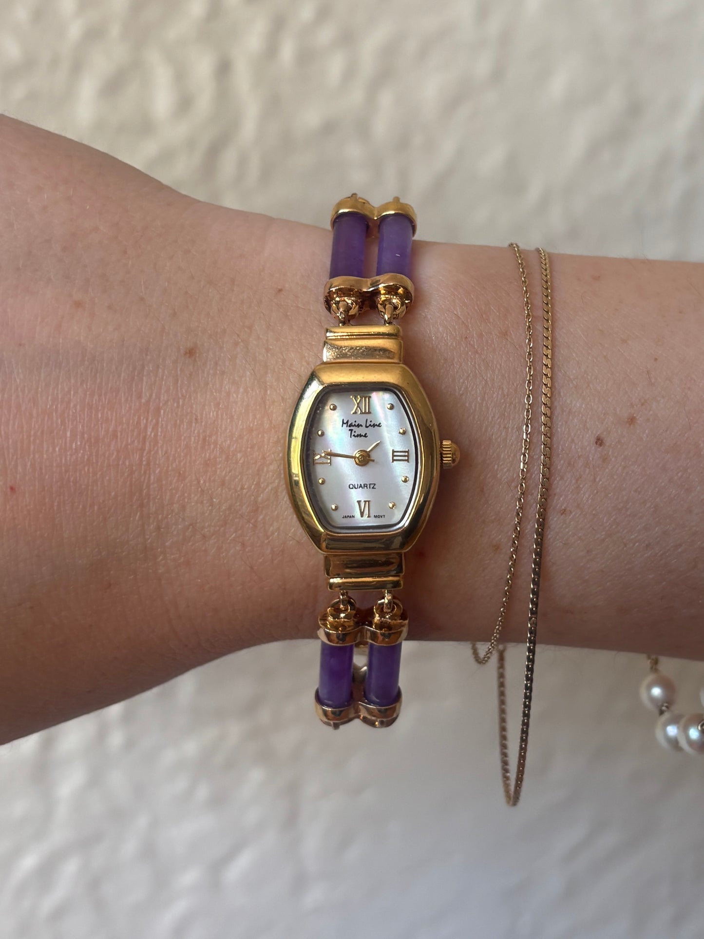 Gold over Sterling Silver Scarab Stone Watch - Working