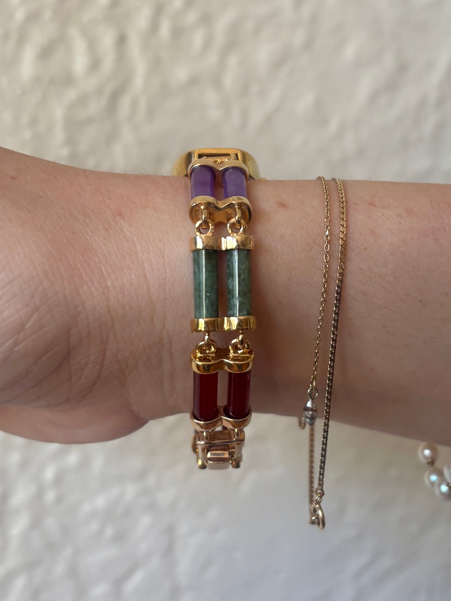 Gold over Sterling Silver Scarab Stone Watch - Working