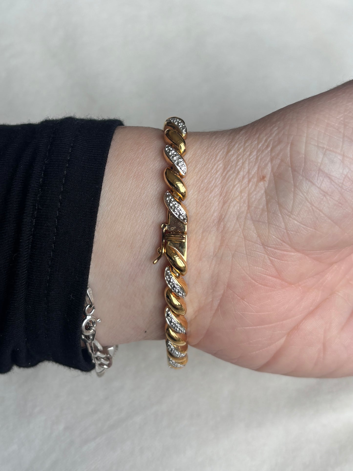 Dainty Vintage Gold over Sterling Stack Bracelet
