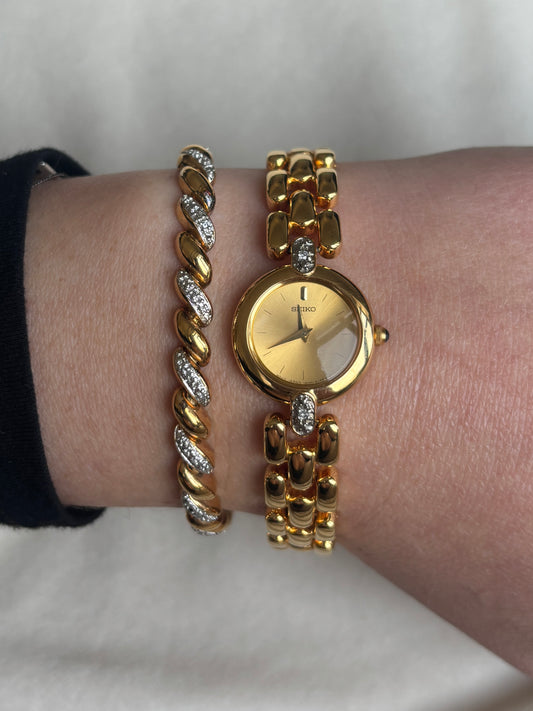 Dainty Vintage Gold over Sterling Stack Bracelet