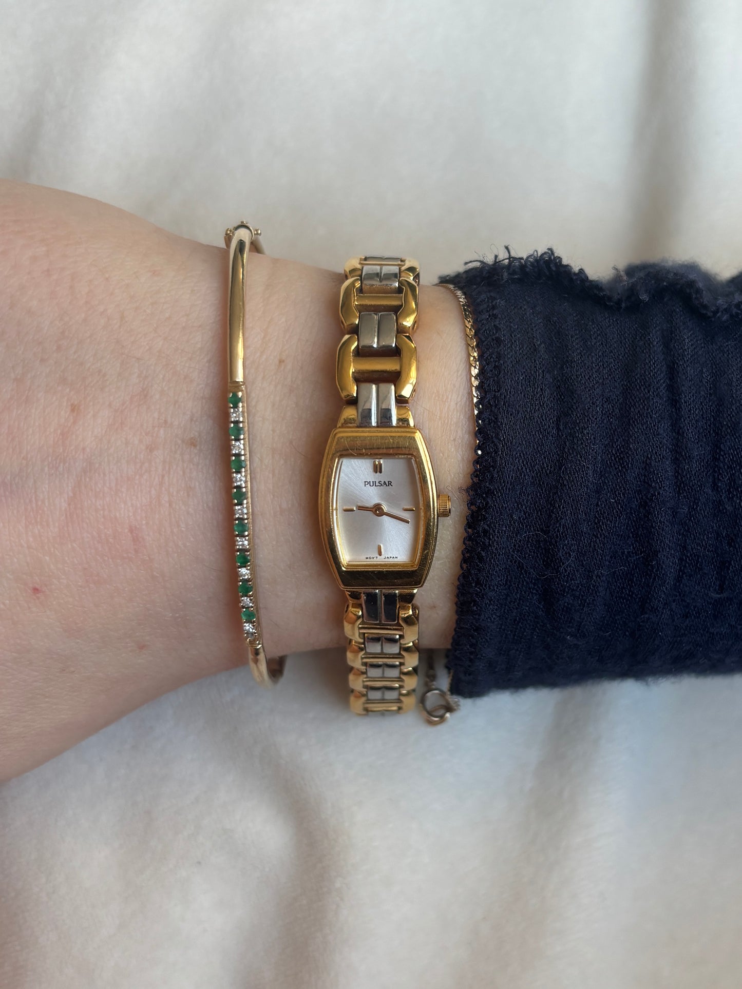 Rare 2-in-1 Gold and Two-Toned Reversible Band Watch - Working