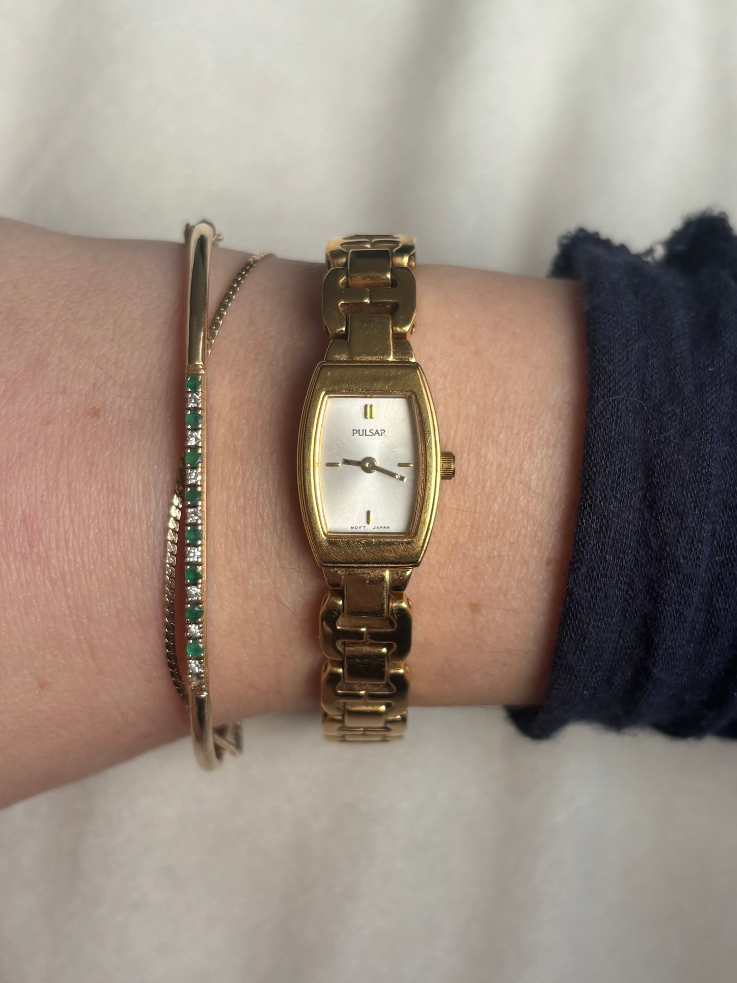 Rare 2-in-1 Gold and Two-Toned Reversible Band Watch - Working