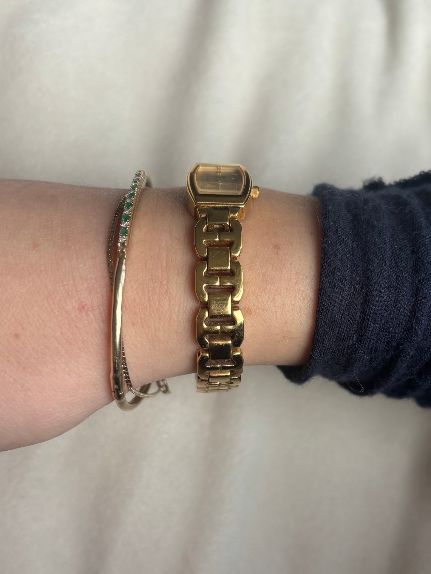 Rare 2-in-1 Gold and Two-Toned Reversible Band Watch - Working