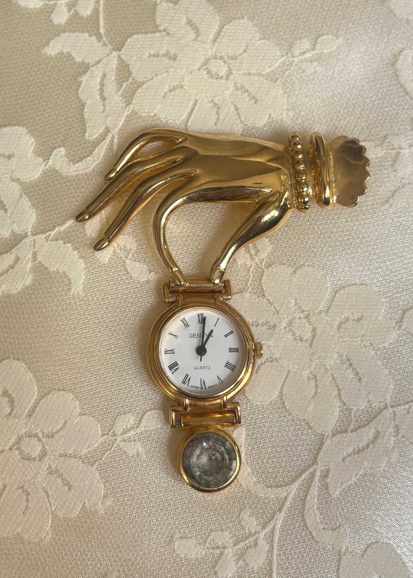 Vintage Hand Brooch Timepiece - Working