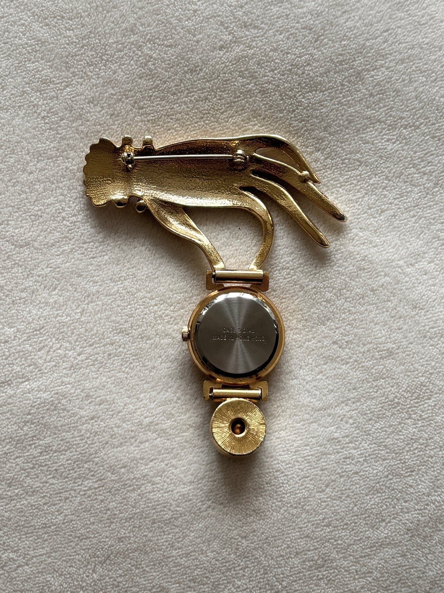 Vintage Hand Brooch Timepiece - Working