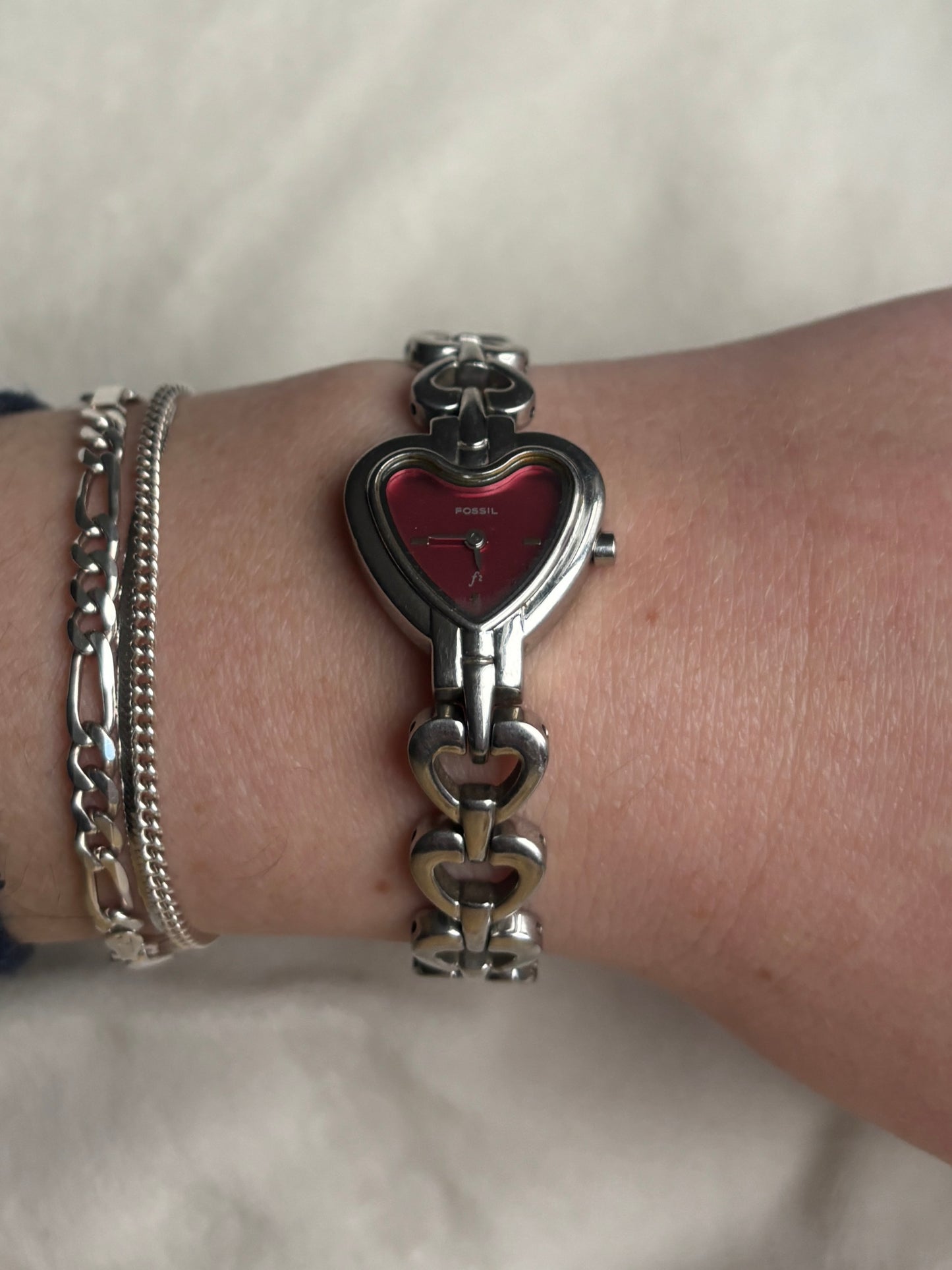 Vintage Red Heart Watch - Working