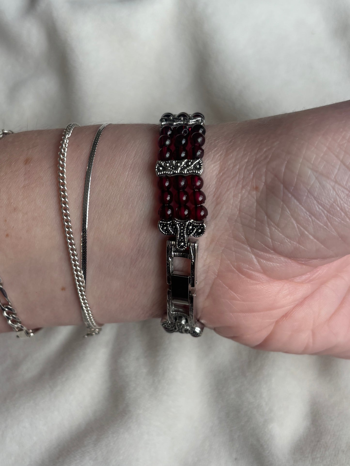 Vintage Beaded Pearl Watch - Working