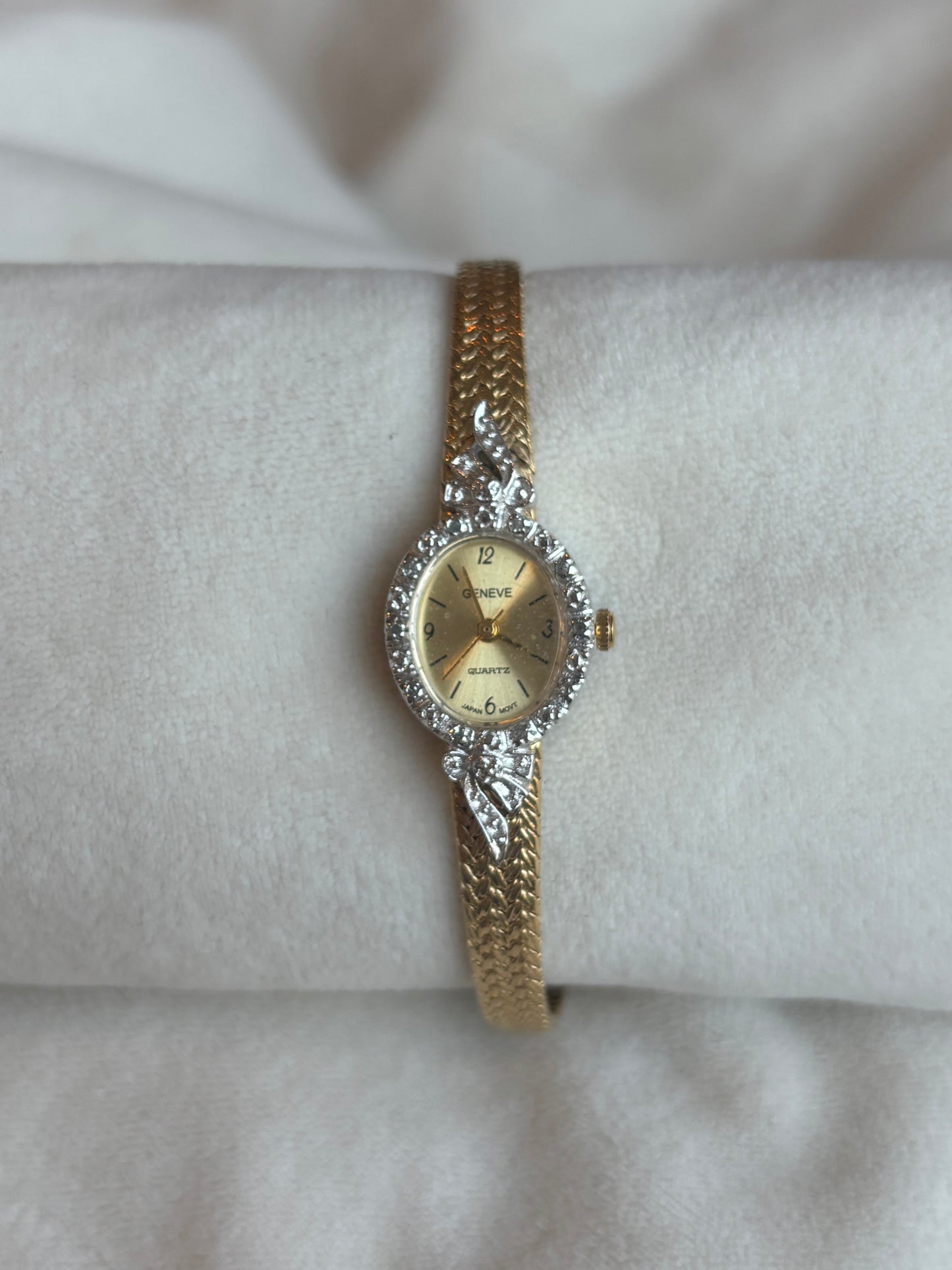 vintage diamond filled bow watch - working