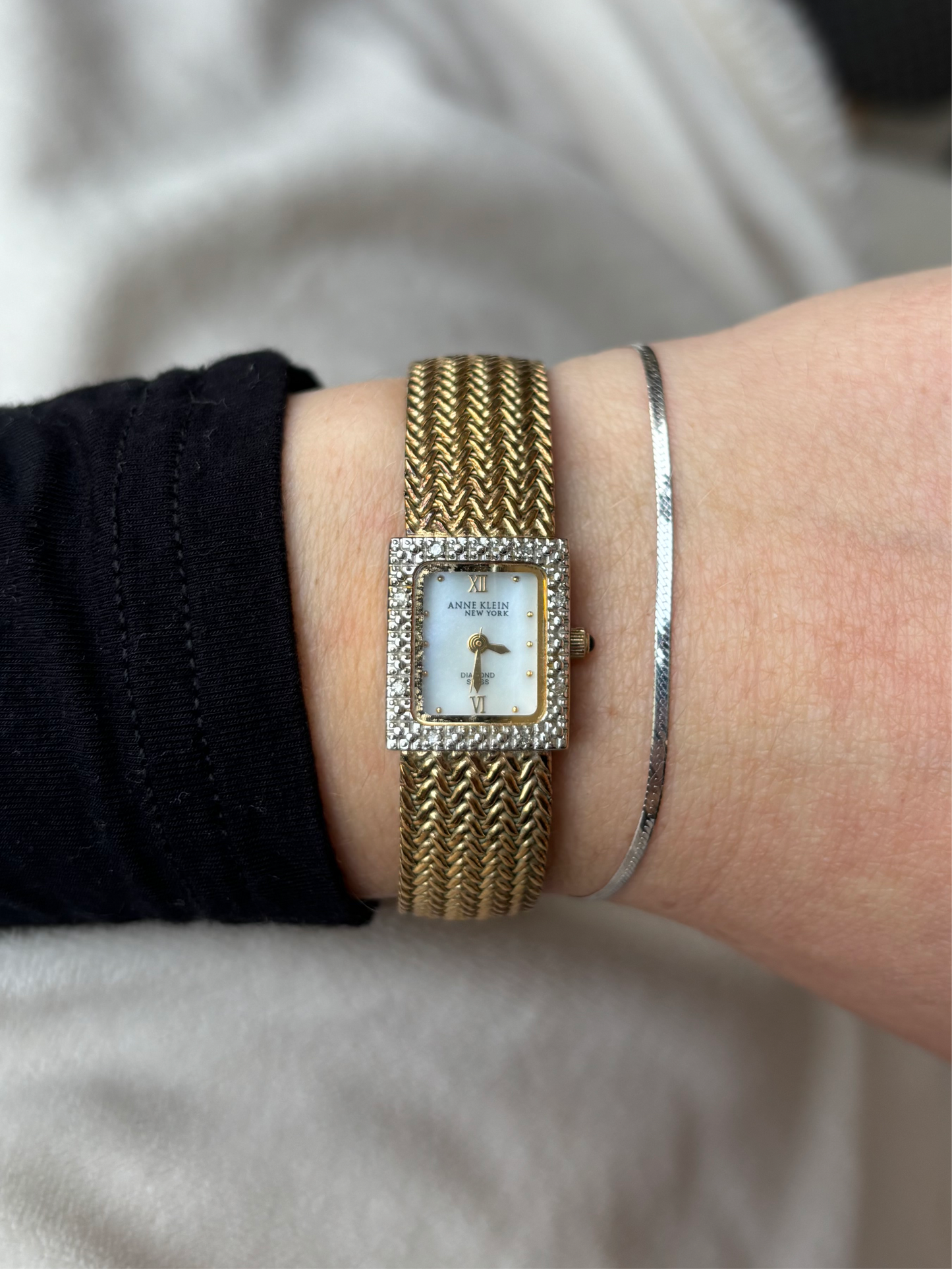 vintage dainty diamond anne klein watch