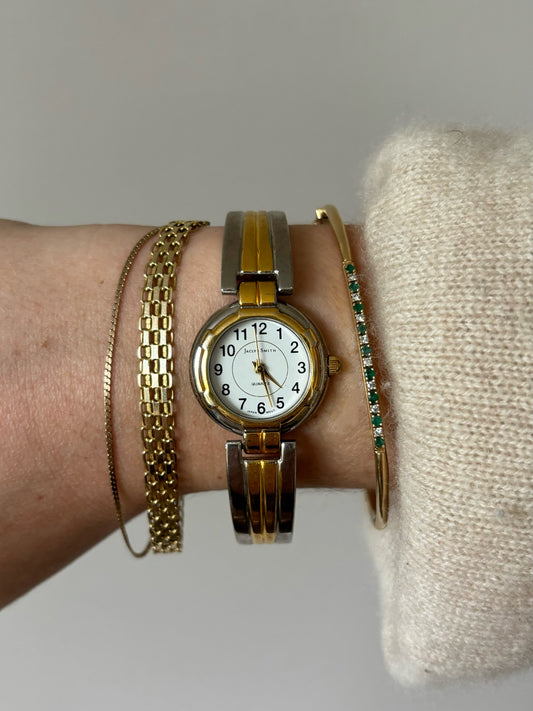 vintage two-tone circle face watch