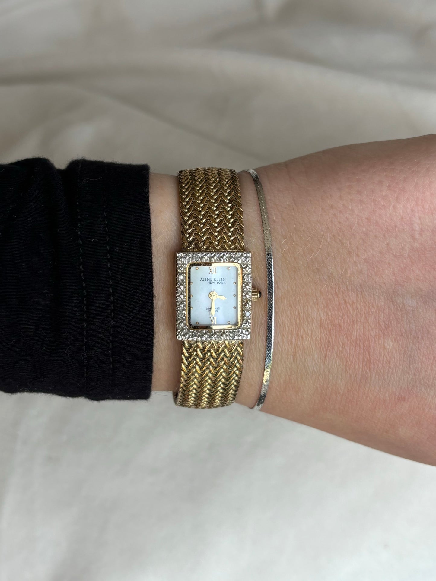 vintage dainty diamond anne klein watch