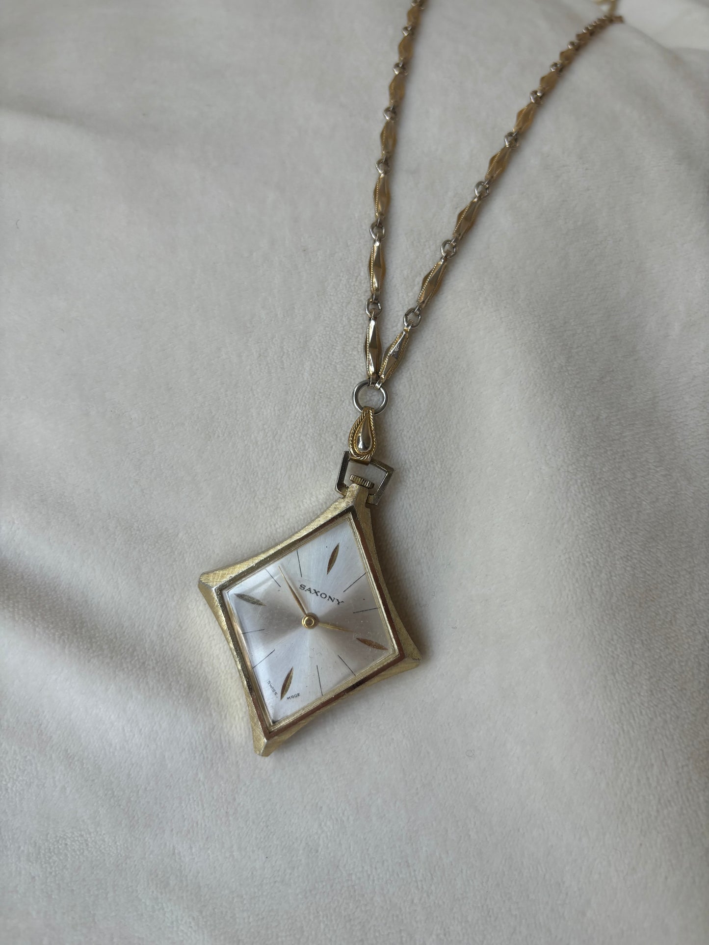 vintage gold diamond  watch pendant - working