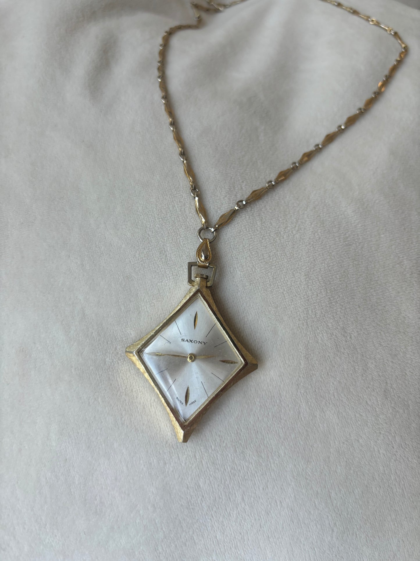 vintage gold diamond  watch pendant - working