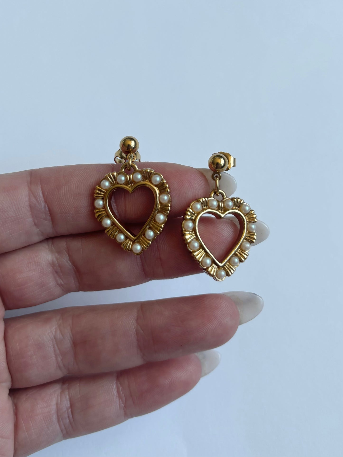 vintage gold heart avon earrings