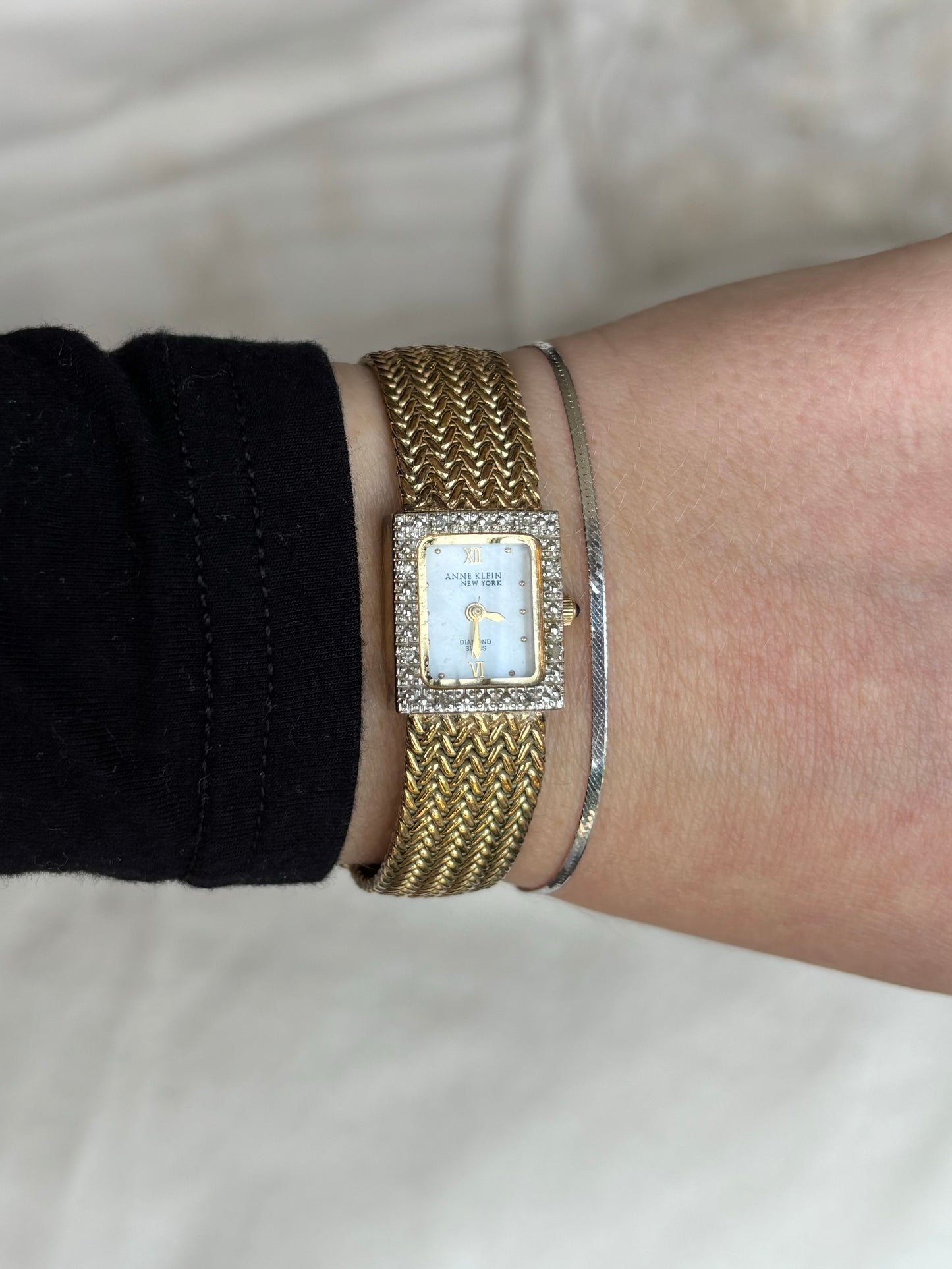 vintage dainty diamond anne klein watch