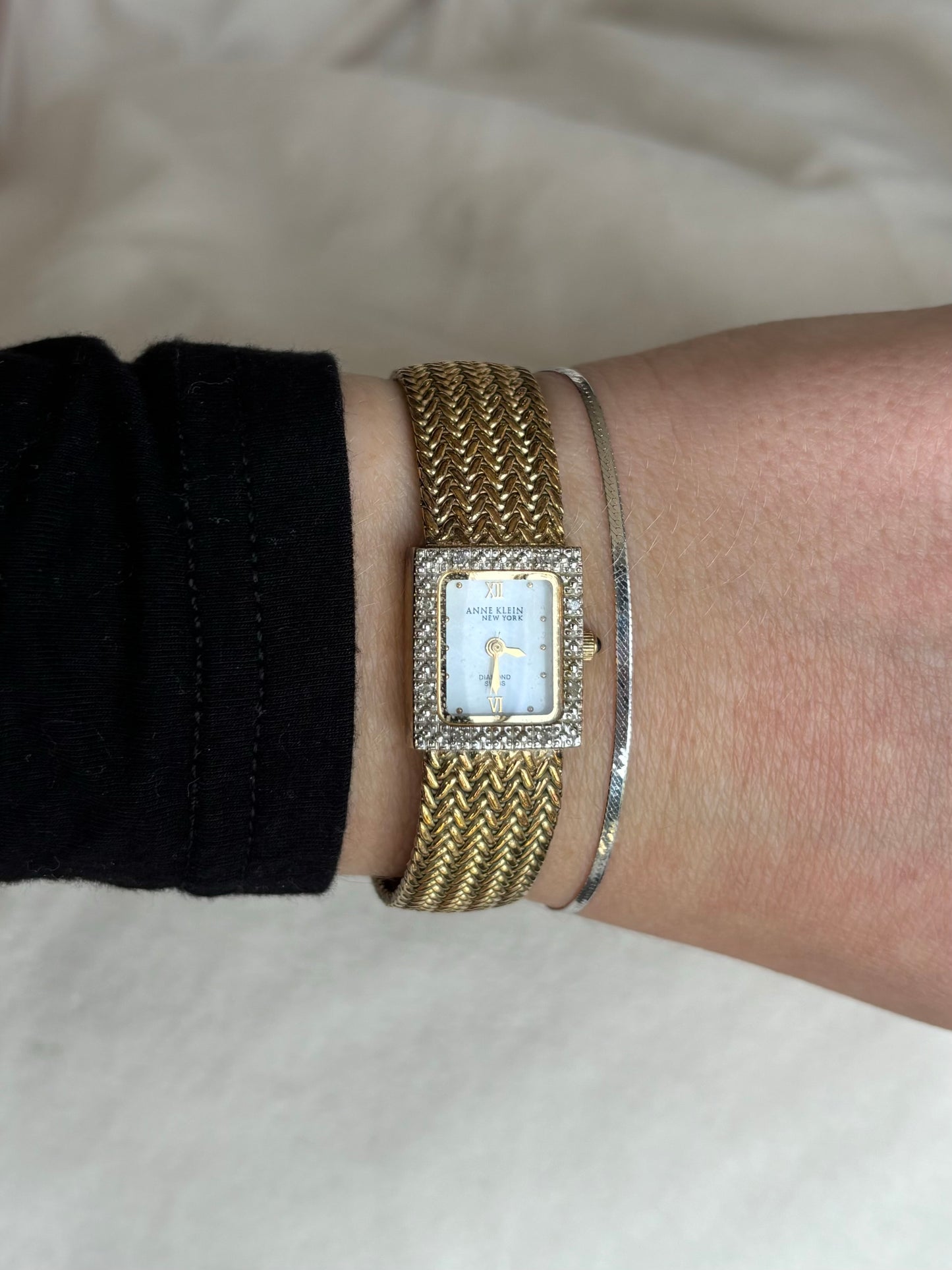 vintage dainty diamond anne klein watch