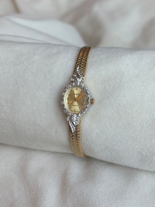 vintage diamond filled bow watch - working