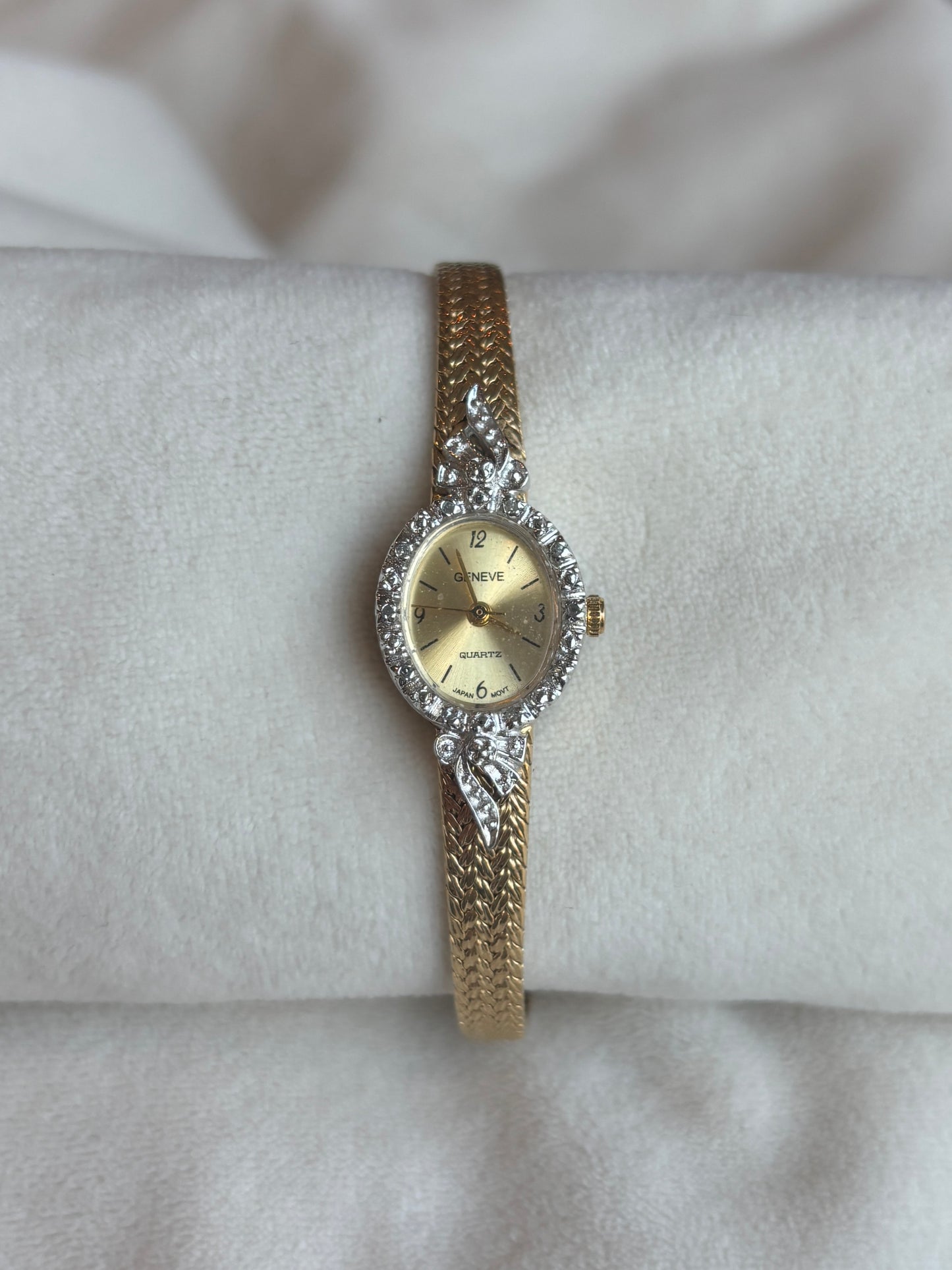 vintage diamond filled bow watch - working