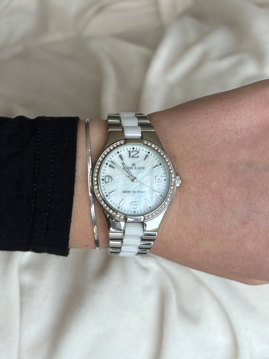 vintage anne klein pearl watch - working