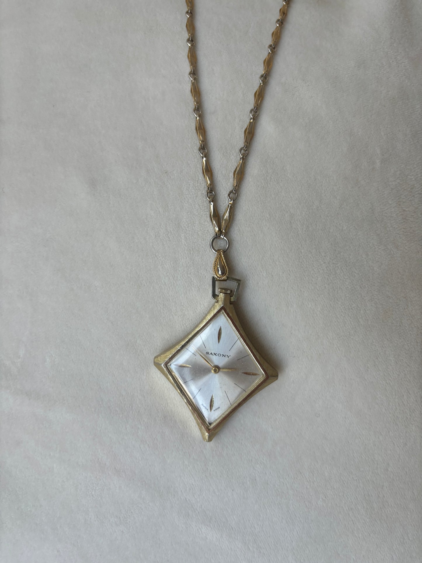 vintage gold diamond  watch pendant - working