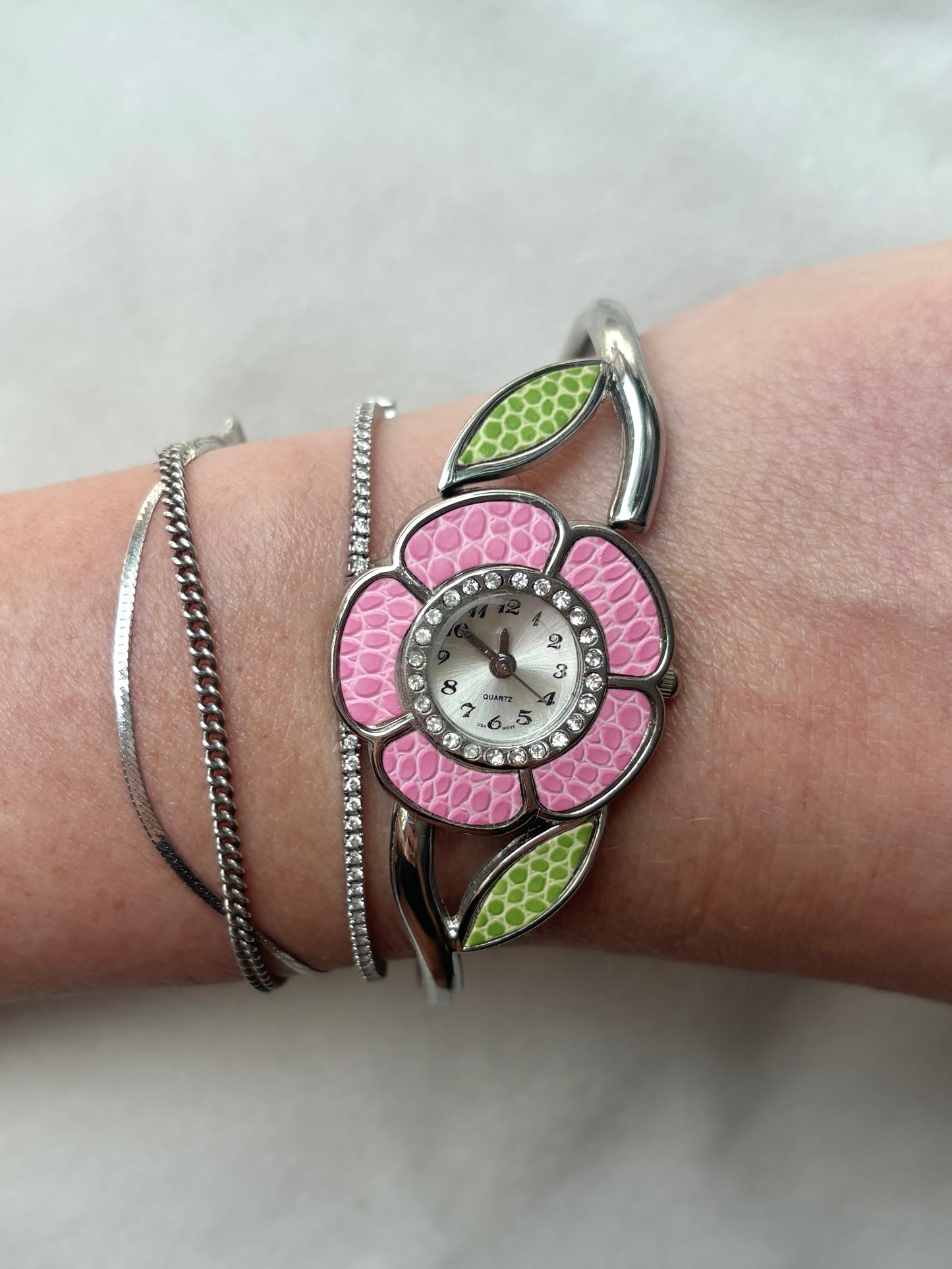 Vintage Flower Cuff Watch - Working