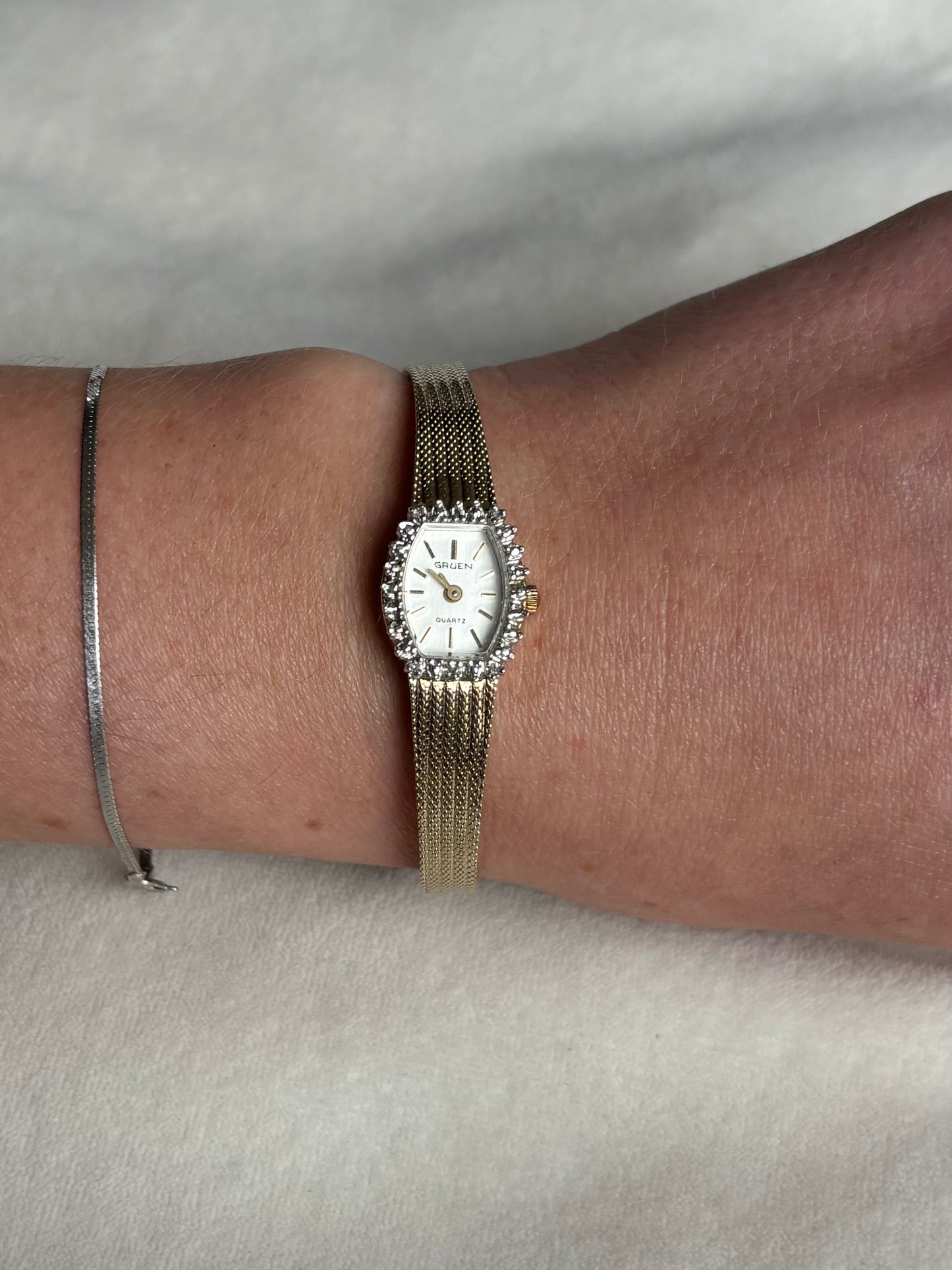 dainty vintage diamond filled watch