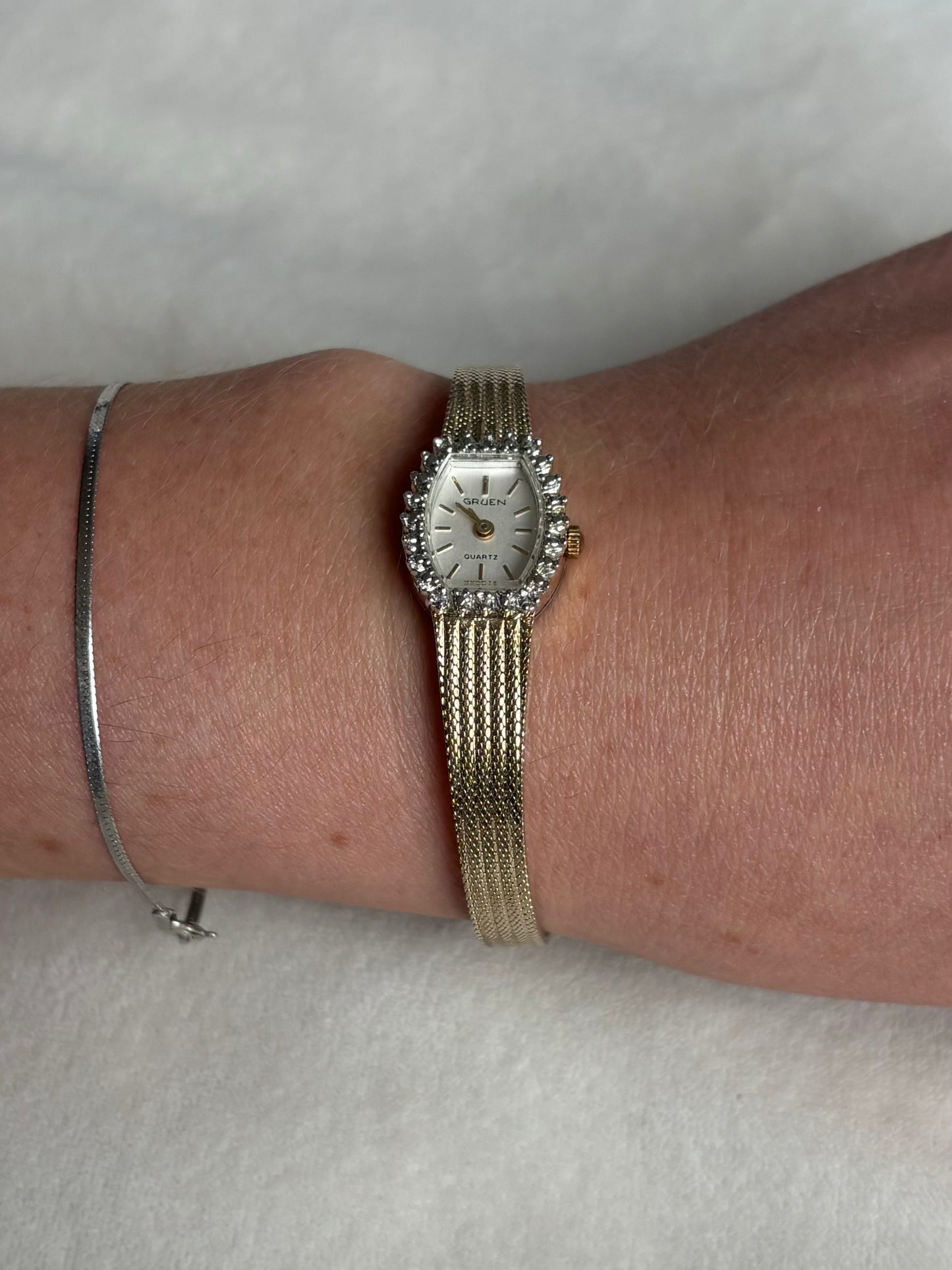 dainty vintage diamond filled watch