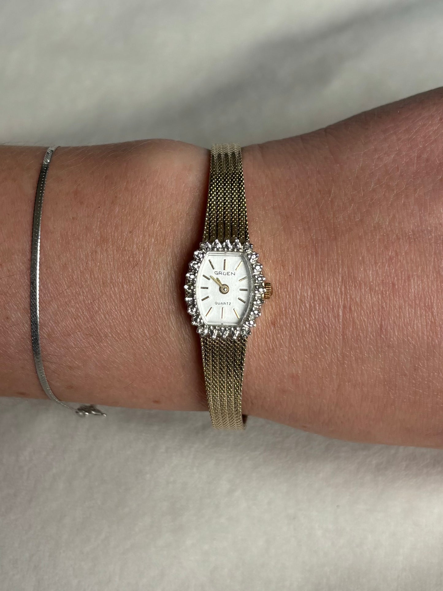 dainty vintage diamond filled watch