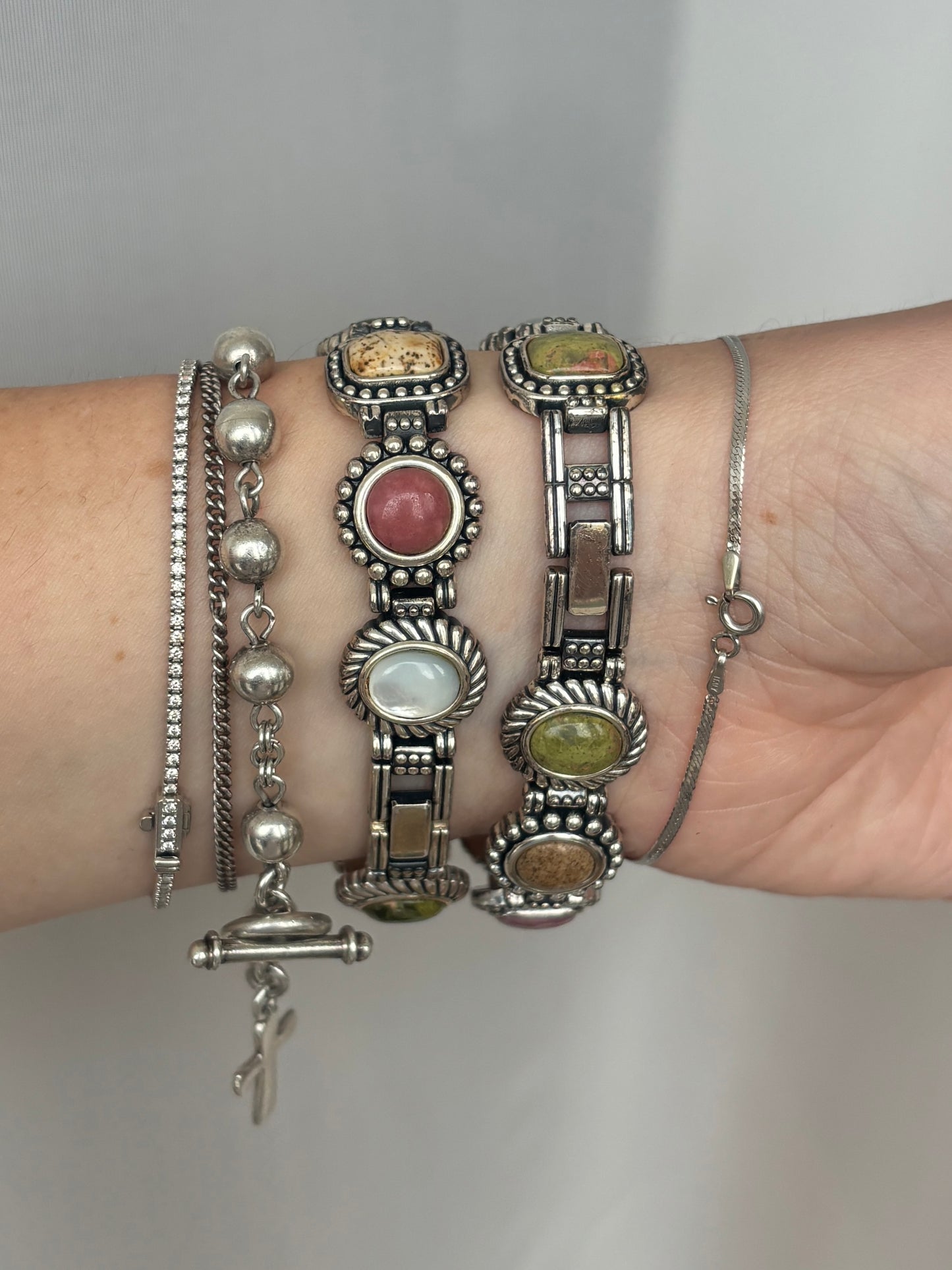 Rare Vintage Semi-Precious Stone Watch & Bracelet Set