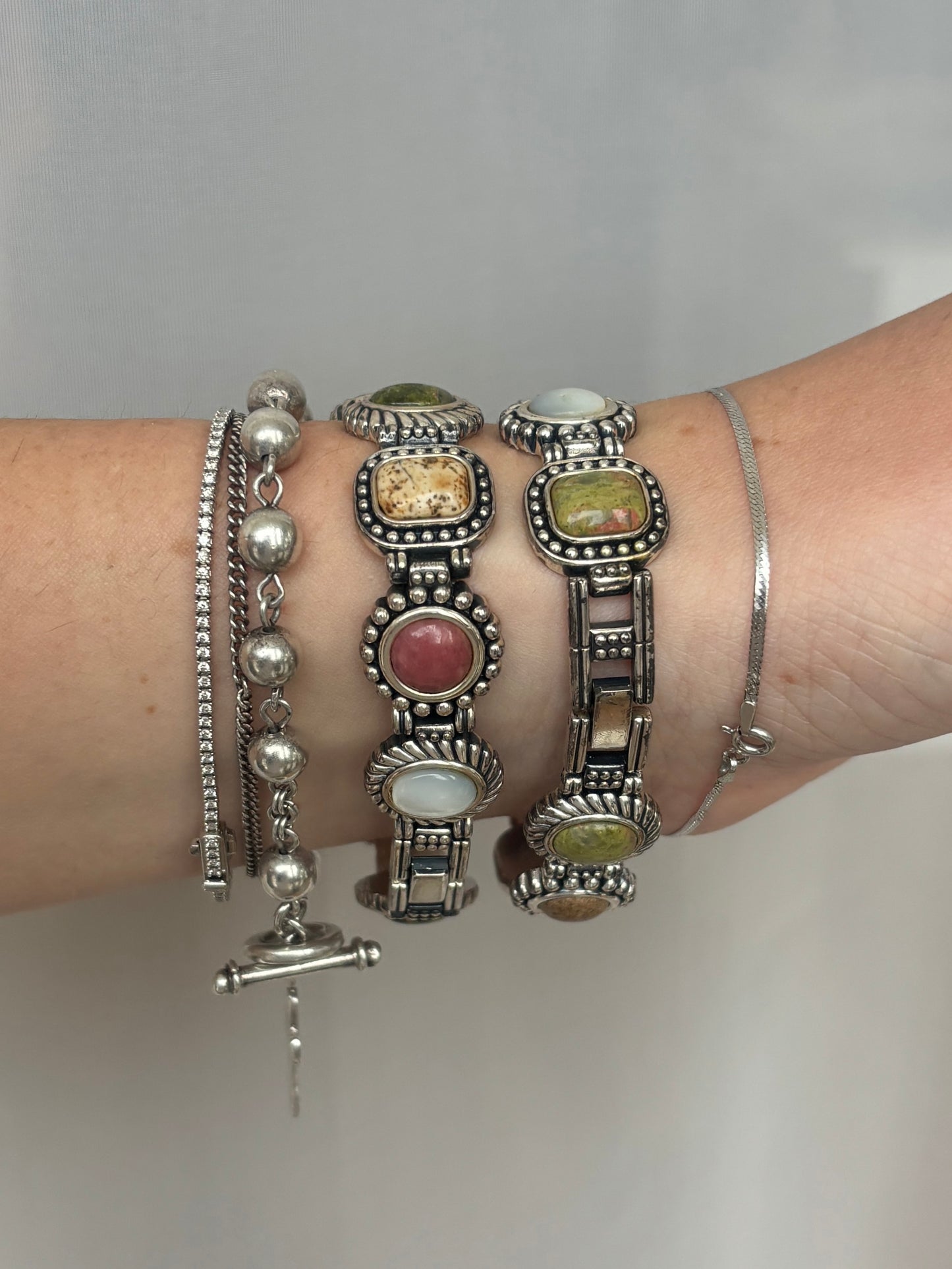 Rare Vintage Semi-Precious Stone Watch & Bracelet Set